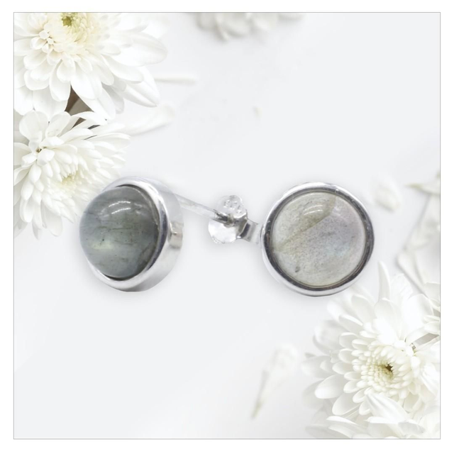 "Labradorite" - Boucles d'oreilles argent 925 ronde