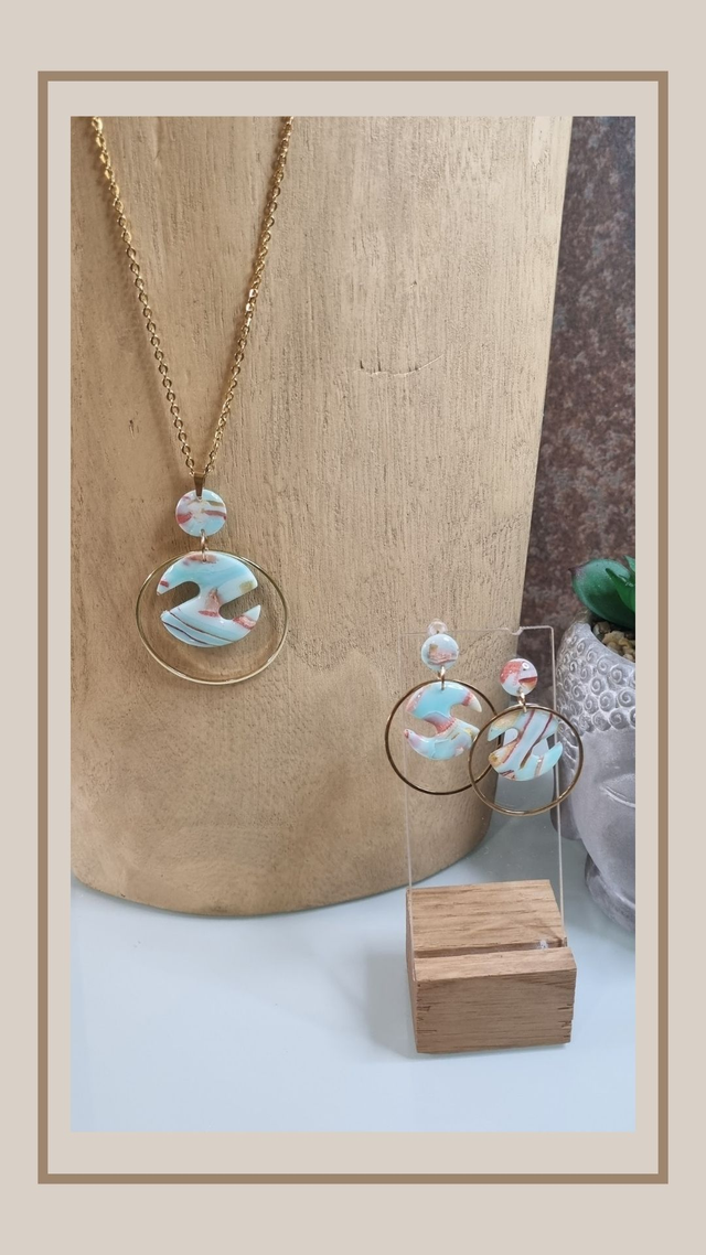 Parure &quot;bleu été&quot; rond