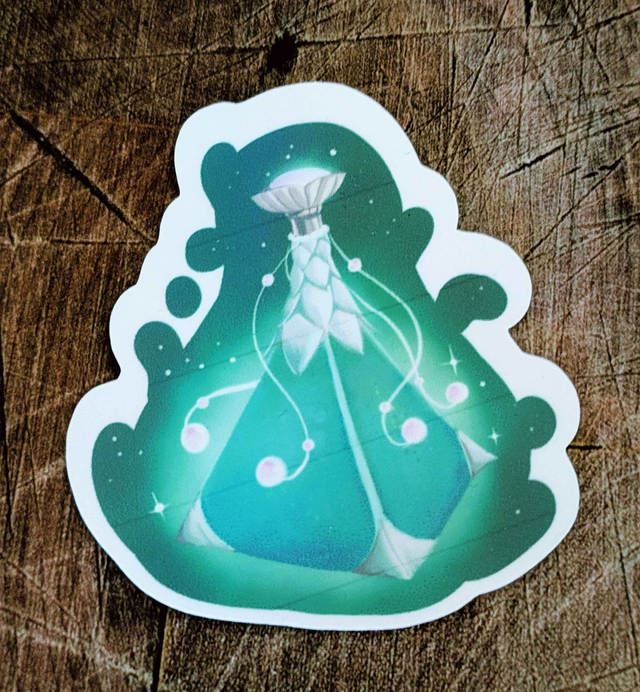 Autocollant "Potion Aqua" - 6 x 5,5 cm - Vinyle Holographique