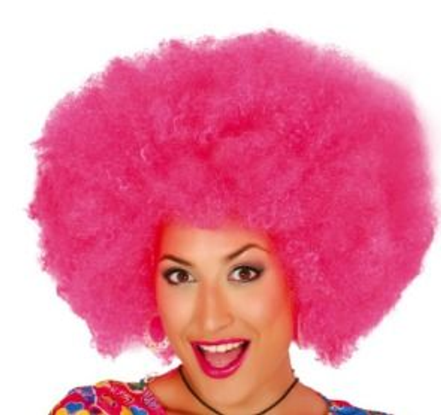 CARNEVALE , PARRUCCA AFRO FUXIA  “EXTRA”