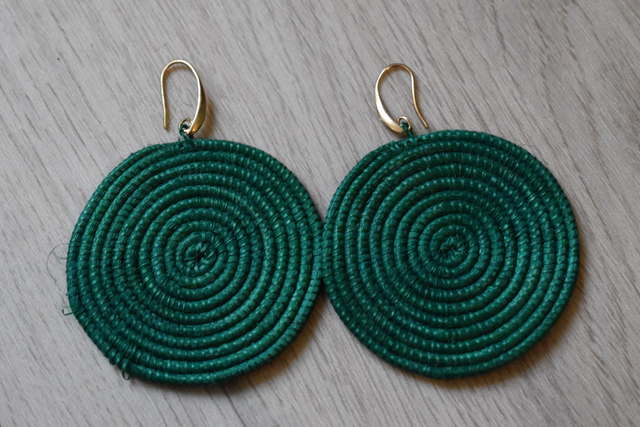 Boucles d'oreilles sisal - Vert sapin