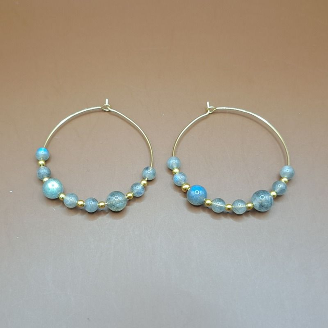 Créoles Labradorite 4 et 6 mm