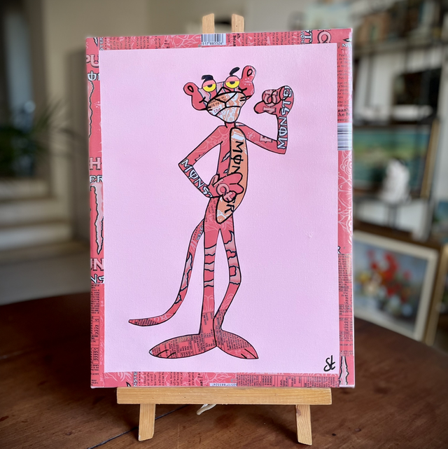 Tableau la panthère rose 30x40 cm