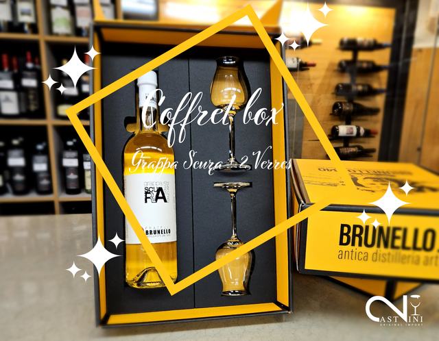 COFFRET GRAPPA SCURA (12 mois) et 2 verres