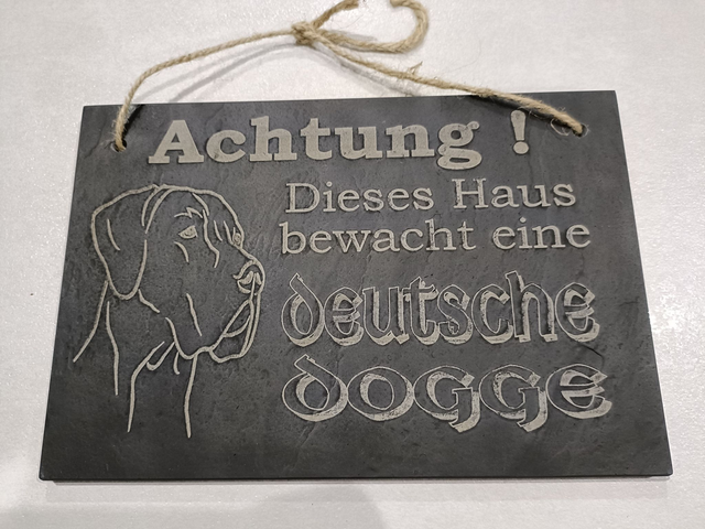 Schieferplatte "HUND" versch Motive mit Lasergravur