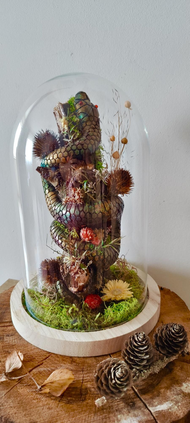 Fantasy sous cloche : Serpent mystique Bois et végétaux 