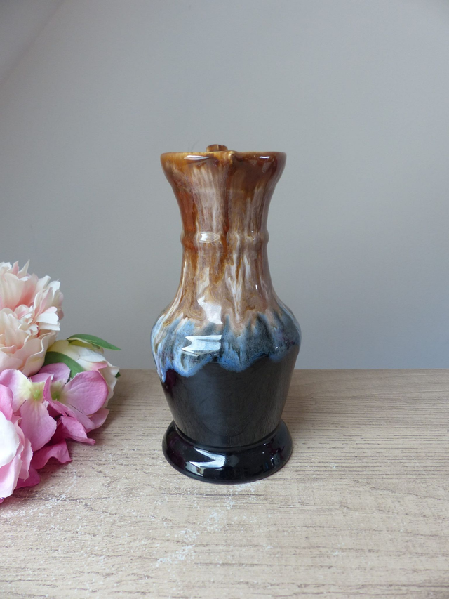 Ancien pichet à vin carafe grès flammé marron et bleu, Souvenir Bretagne France, Le Croisic, Cadeau Ami Famille Décoration Intérieur Table