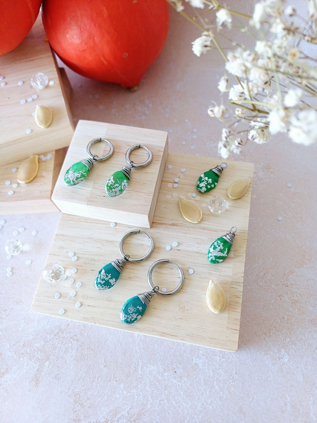 &quot;Les Étincelles&quot; - Azur Argenté- Créole interchangeable