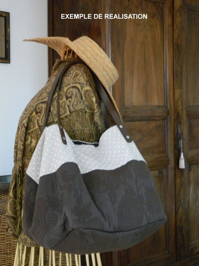 Grand sac cabas cube personnalisé tons de beige