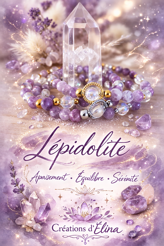 Bracelet "Anxiété" Lépidolite violette
