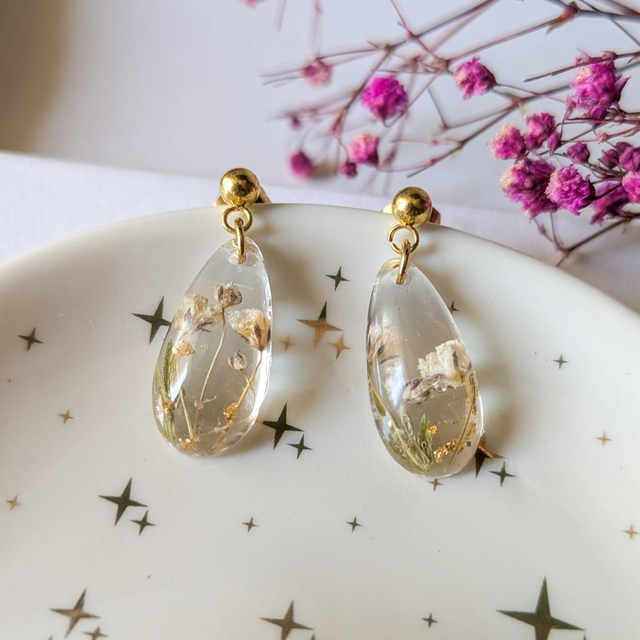 Pendientes lágrima con Paniculata blanca