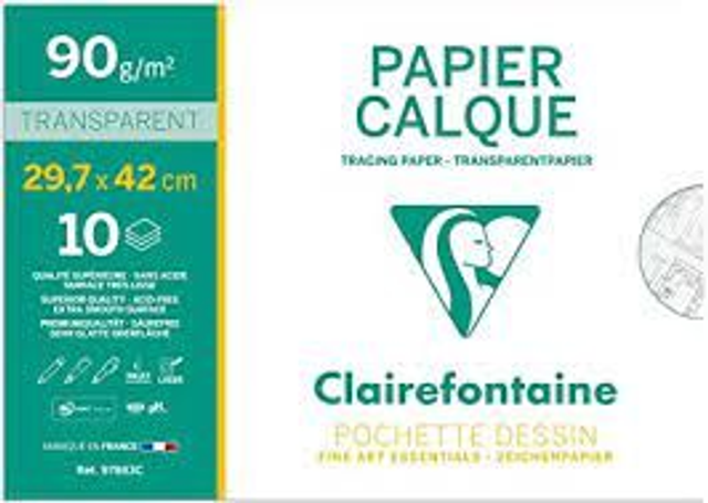 Papier calque A3 CLAIREFONTAINE 10 feuilles  90g - 3329680978834