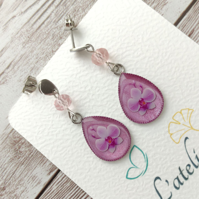 Boucles &quot;Ana&quot; Orchidée Poudrée