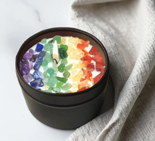 Bougie de souhaits cristaux colorés - durée consommation 12h