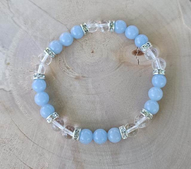 Angélite et Cristal de Roche 