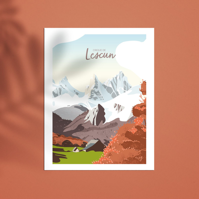 Affiche Aiguilles d&#039;Ansabère automne, Lescun