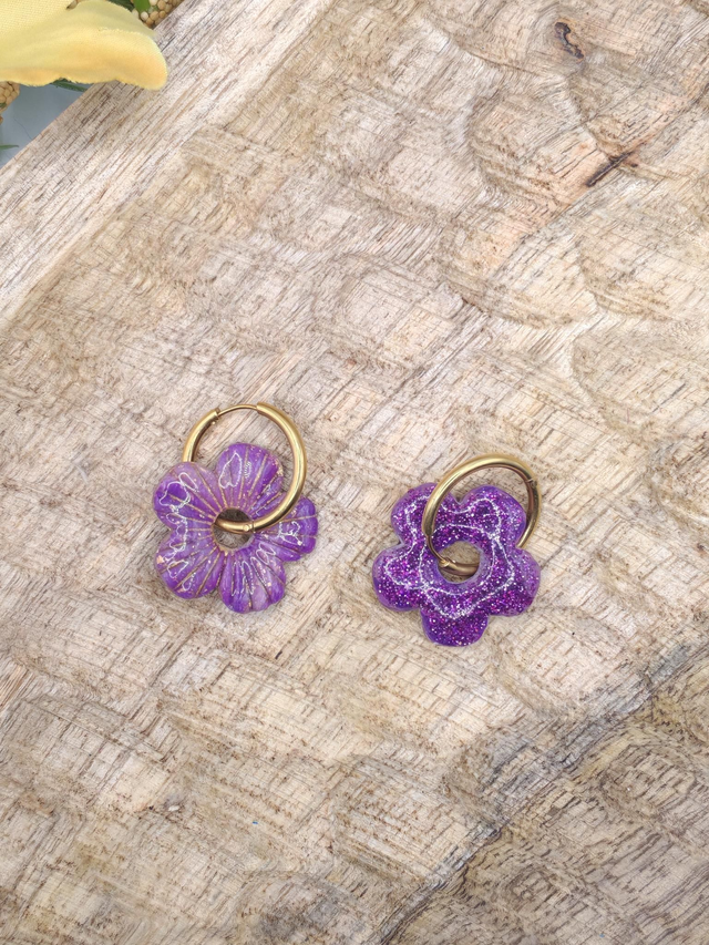 Choupettes Ilena réversibles, violette effet pierre