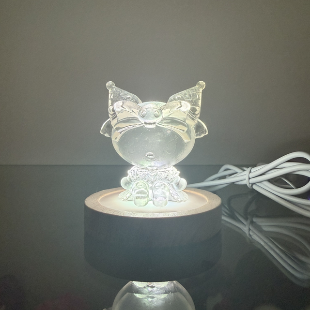 Fanart in resina trasparente con base luminosa