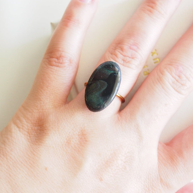 Bague femme pierre noire