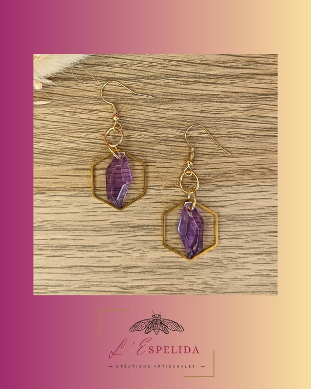 Gemmes de l'infinité violettes avec hexagone doré 