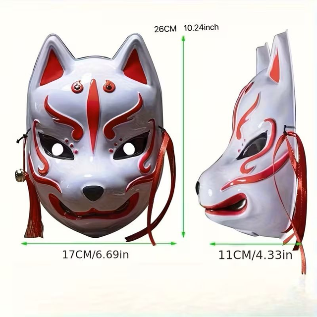 Masque de Renard Anime Japonais - Masque de Costume Intégral 