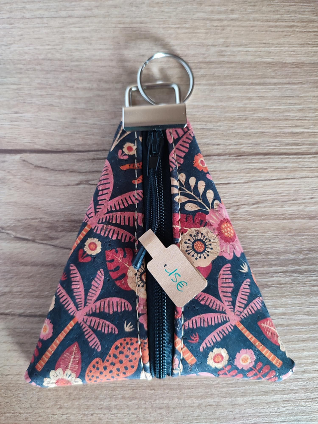 Porte monnaie/clefs Berlingot en liège savane zip noir