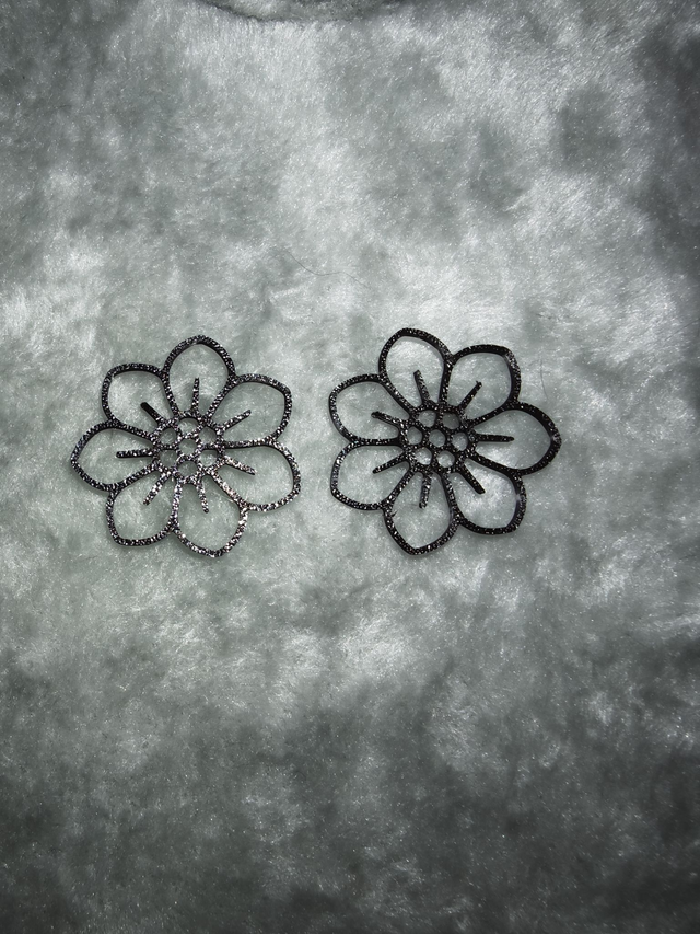 Pampilles 3D à effet pailleté - fleurs noires 