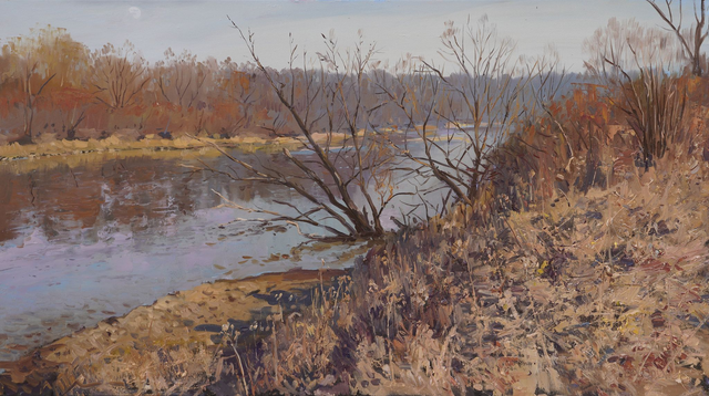 Pejzaż z księżycem 60x110 olej płótno 2025 oprawiony