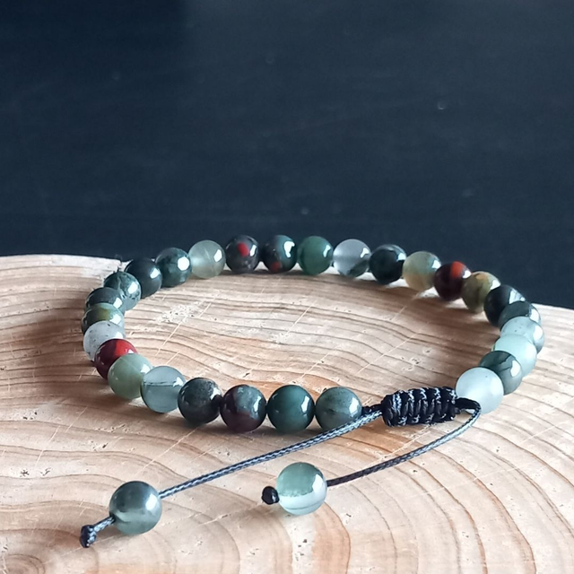 Bracelet ajustable en Jaspe héliotrope