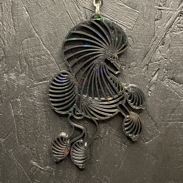 3D - Keychain Poodle Continental Black