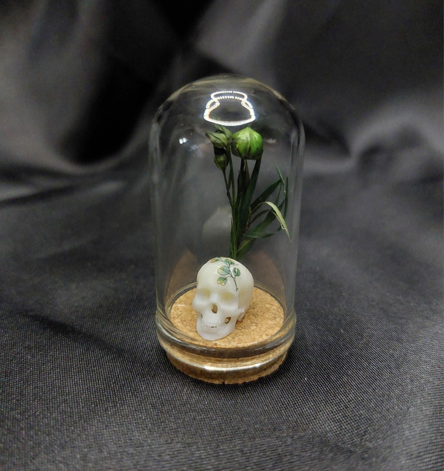 Mini-cloche crâne vert