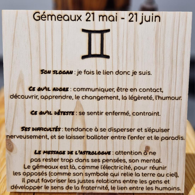 Gravure sur bois du Gémeaux