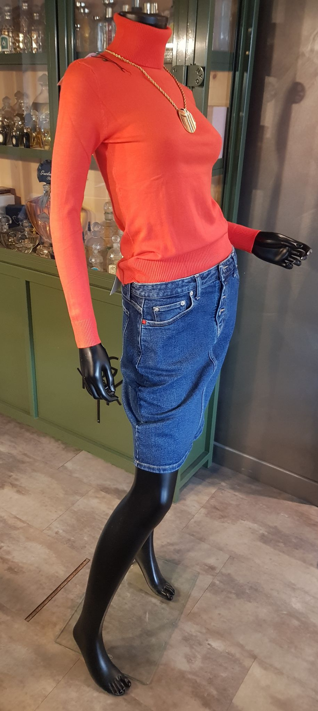 Jupe jean's droite 1083 Modèle 291H super Denin indigo bleu océan