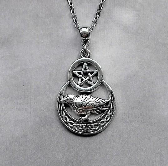 Raven and Pentagram Necklace 