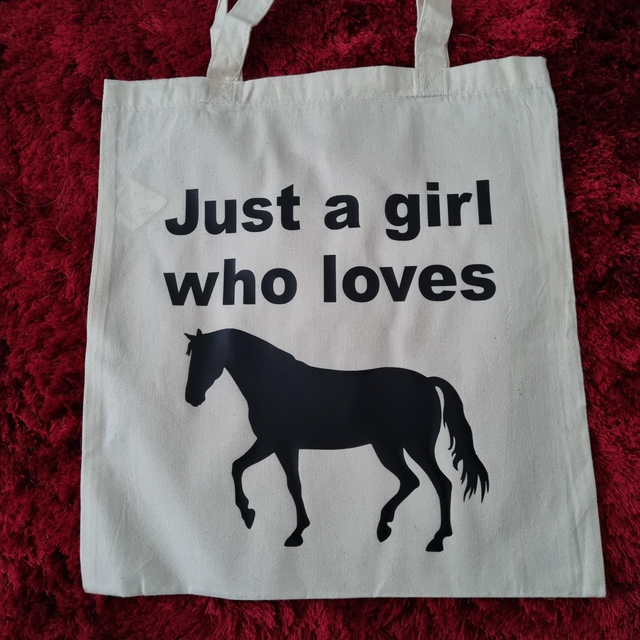 Horses Just A Girl Who Loves Personalised Canvas Tote Name Can Be Added