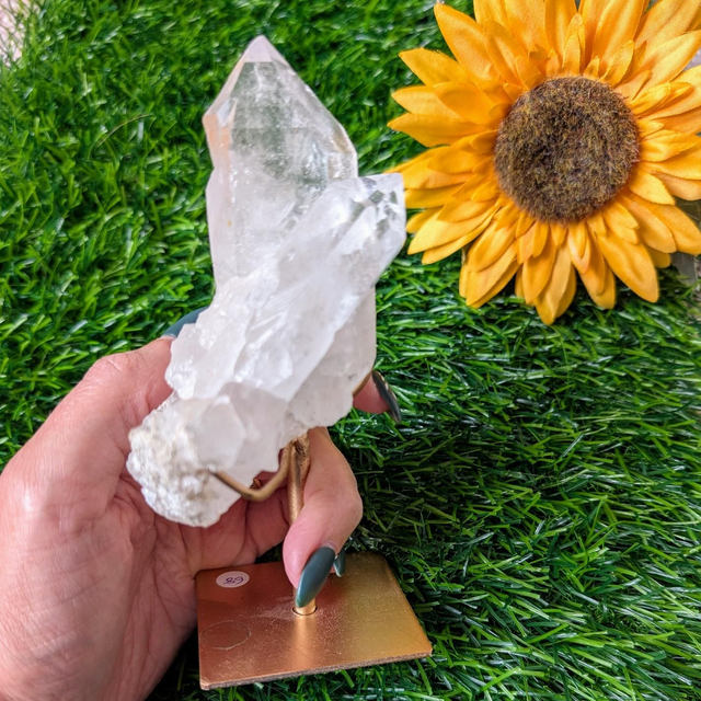 Brazilian Lemurian Quartz on Gold Coloured Stand 
