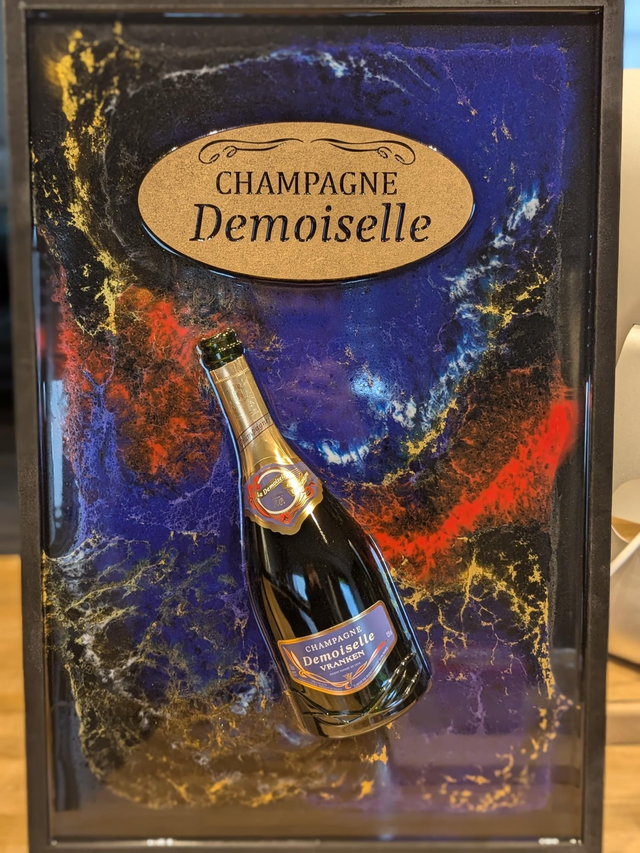 Tableau Décoratif Epoxy "Champagne Demoiselle"