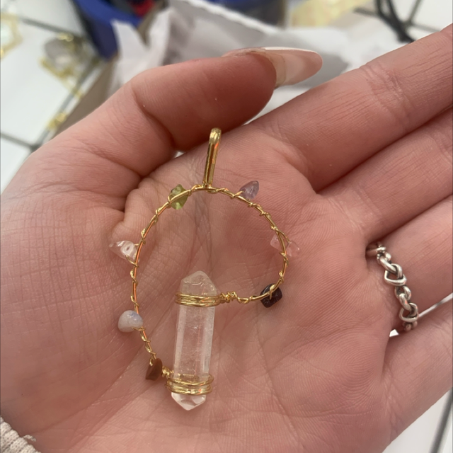 Chakra clear quartz point pendant 