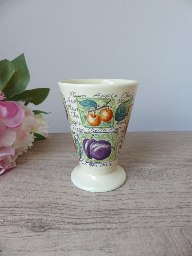 Tasse à thé vintage Churchill – Décor pommes prunes et abricots – Années 1980 – Fabriquée en Angleterre