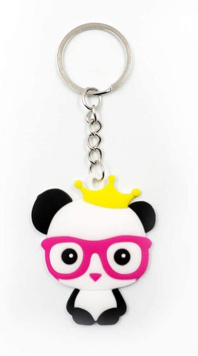 Porte clés panda lunette rose 