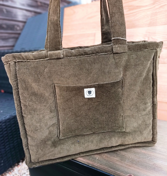 Sac cabas velours vert