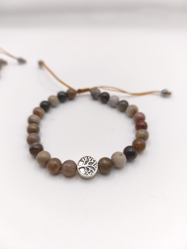 Bracelet fin jaspe de bois, bois fossilisé