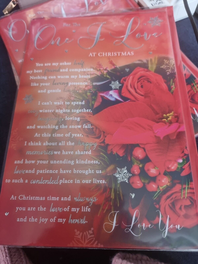 One I Love Christmas Card 9"x6" Nice Long Special Message Wordy Verse Partner