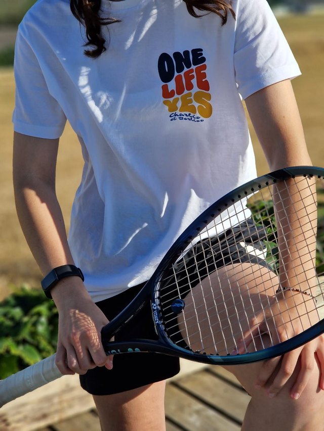 T Shirt blanc unisex One life pour adulte taille M, tendance et de qualité 100 %  coton organic