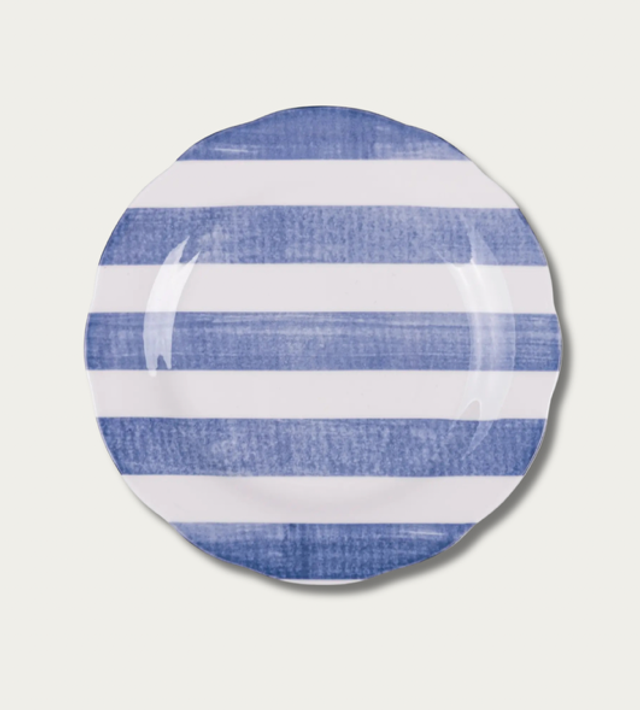 Dark Blue Striped Fruit Plate