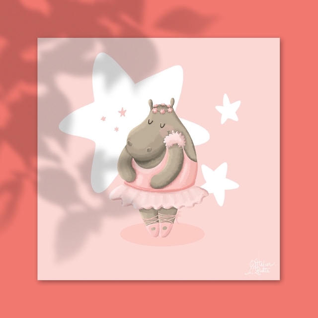 Danseuse Hippopotame - 20 x 20 cm