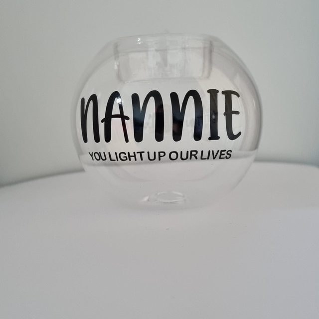Nannies Tea Light Holder Personalised Any Occasion Add Feathers Free