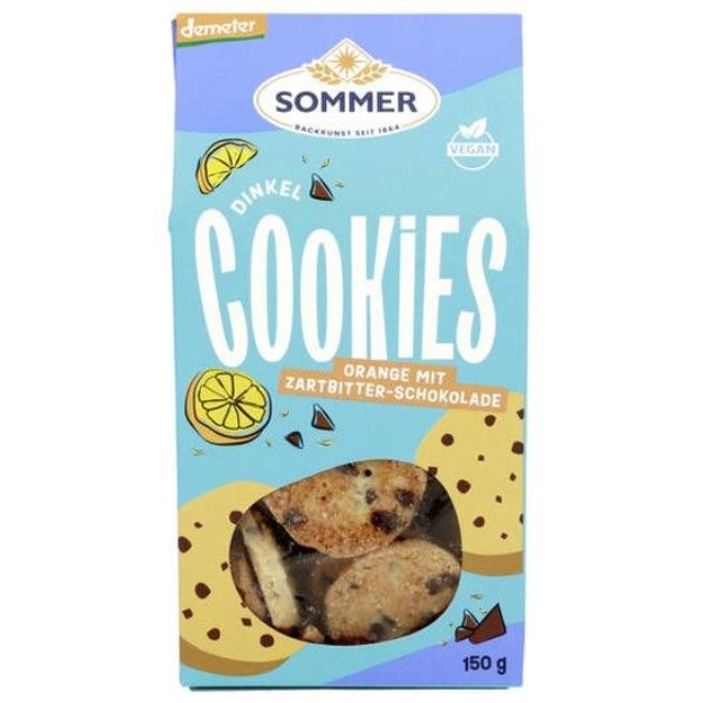Sommer Dinkel Schoko Orange Cookies 150g Packung