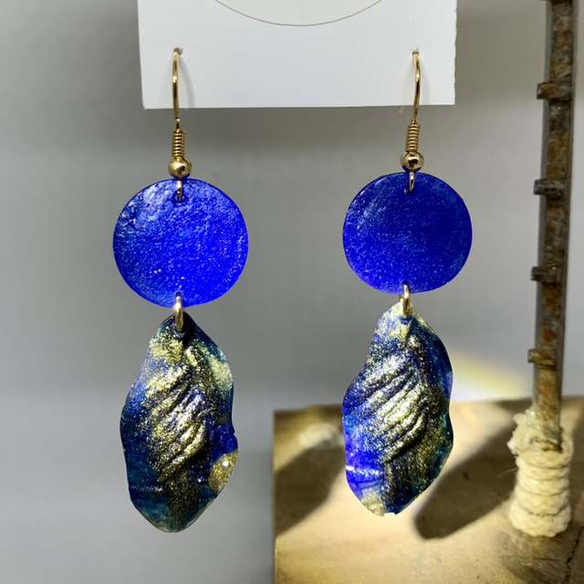 BO Feuilles bleues dorées 