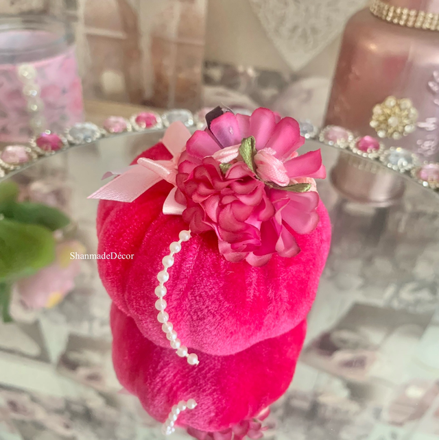 Cerise Rose Fabric Pumpkin